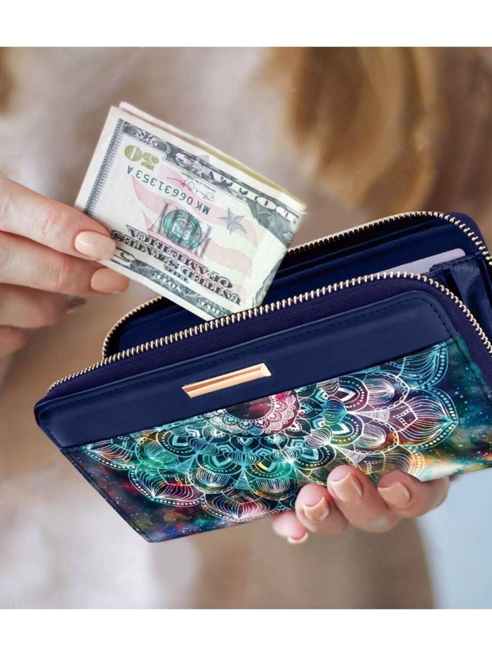 Wallet for Women RFID Blocking Zipper Around Credit Card Holder - Picture 2 of 8